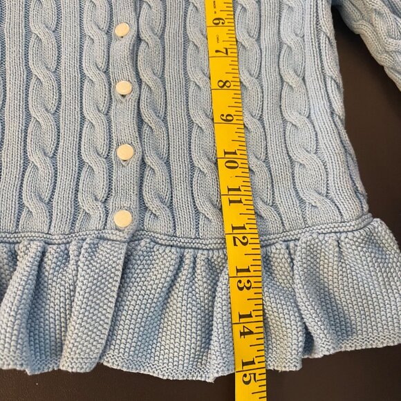 Polo Ralph Lauren Girls Monogram Cable Knit Peplum Cardigan Size 6 Preppy Easter - Picture 10 of 10
